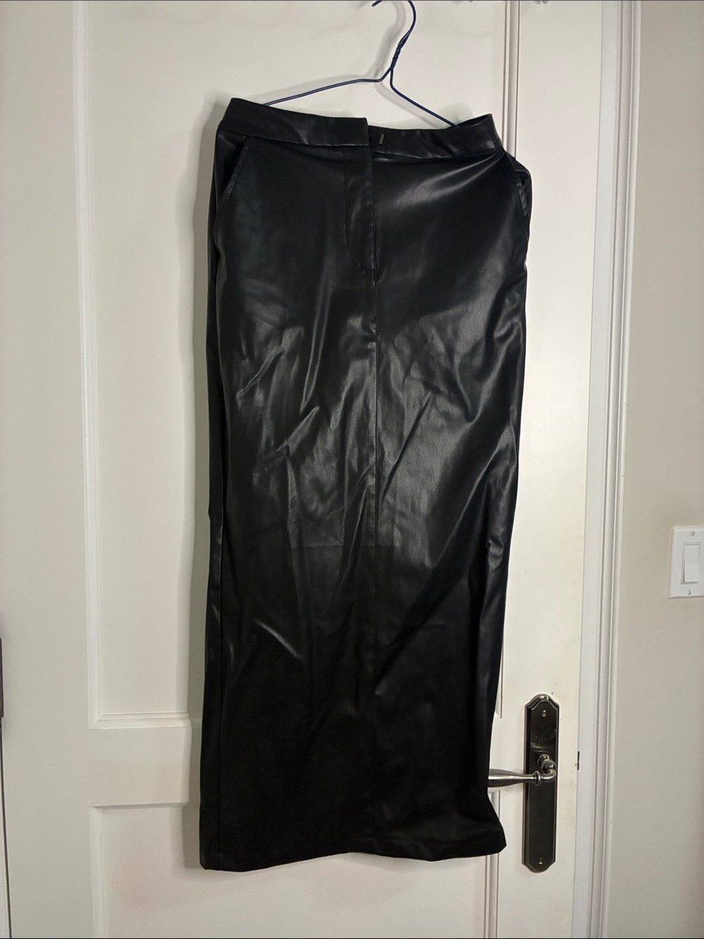 ZARA Black Faux Leather Faux Leather High-Waist Maxi Skirt Small 👵MT